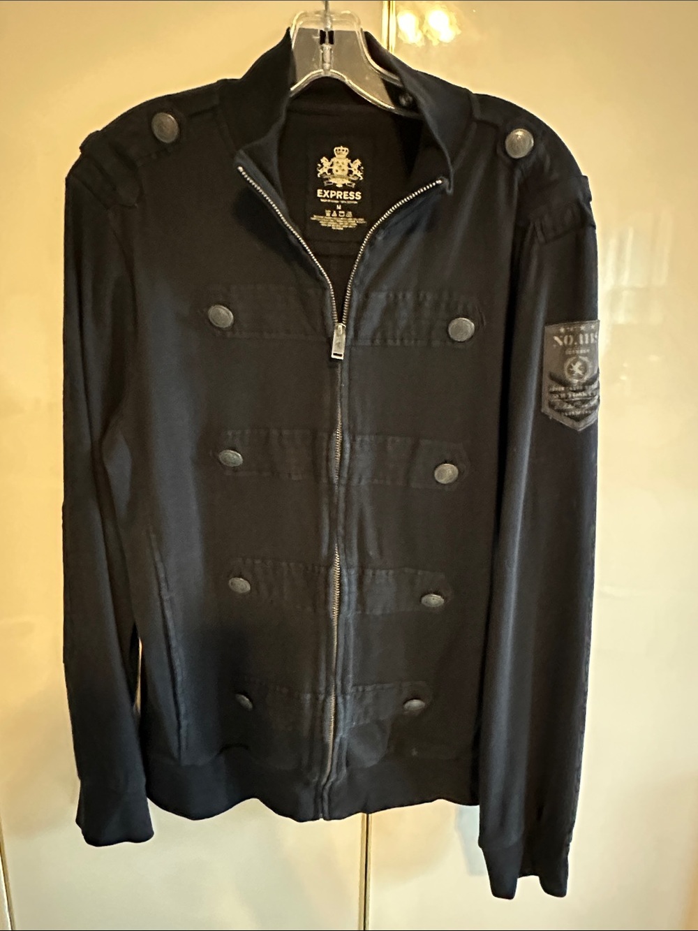 Express Men's Black Military-Inspired Zip Front Jacket